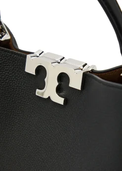 Eleanor T-logo grained leather top handle bag