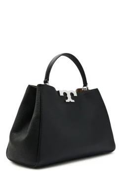 Eleanor T-logo grained leather top handle bag