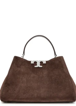Eleanor T-logo suede top handle bag