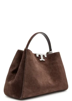 Eleanor T-logo suede top handle bag