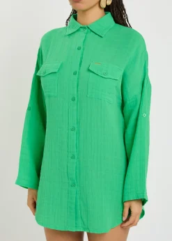 Elena cotton gauze cover-up shirt