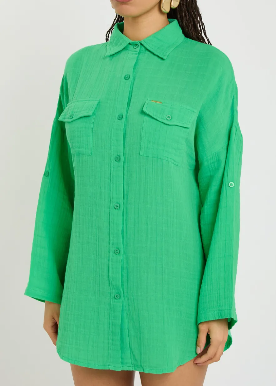 Elena cotton gauze cover-up shirt