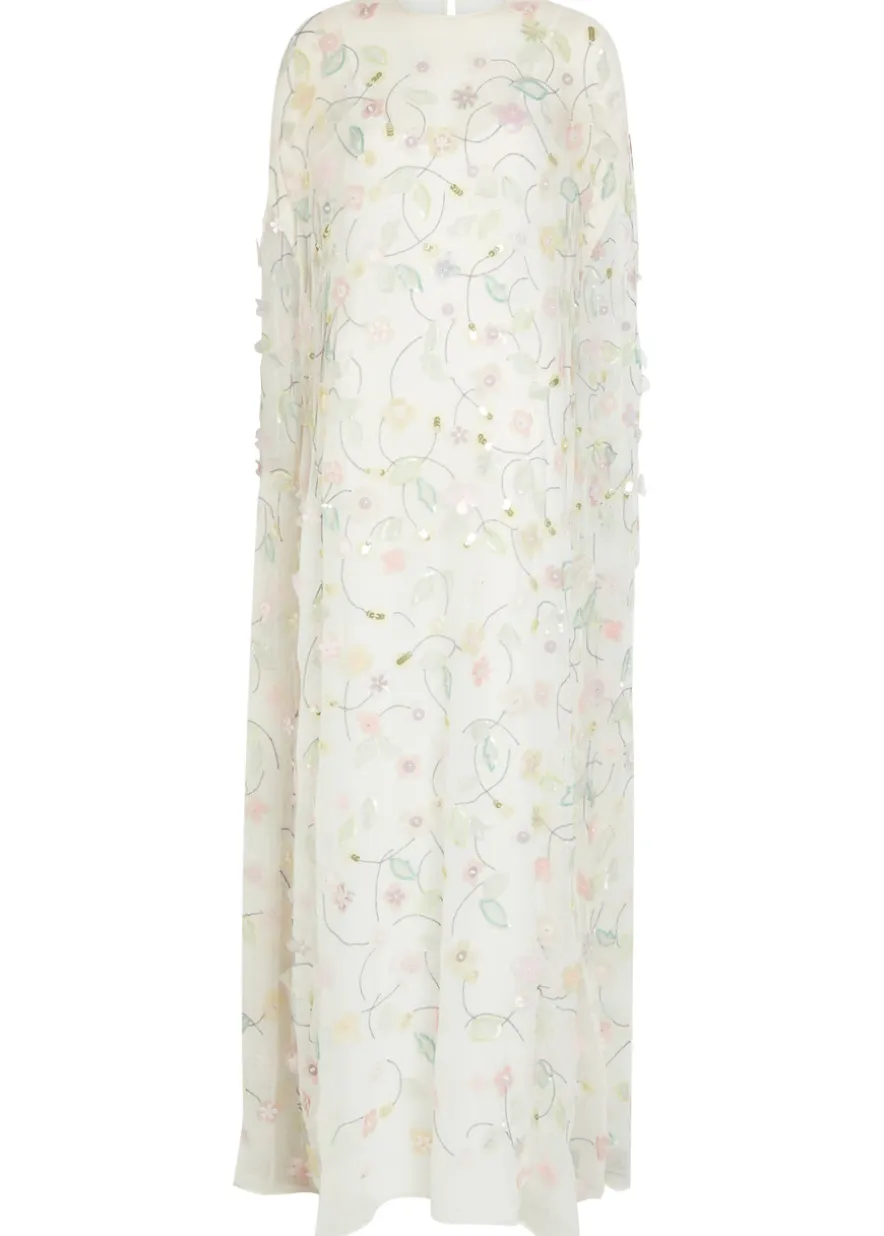 Elenore floral-appliquéd chiffon maxi dress