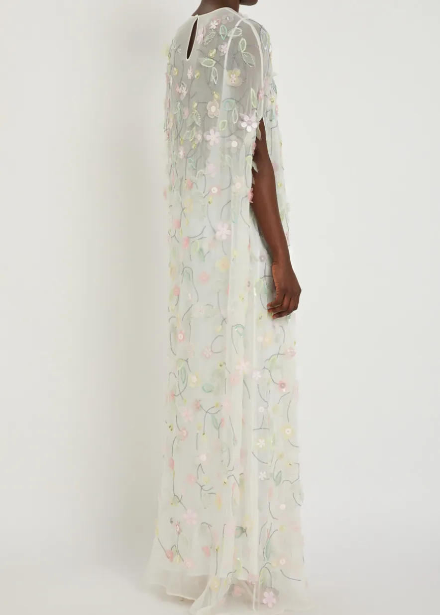 Elenore floral-appliquéd chiffon maxi dress
