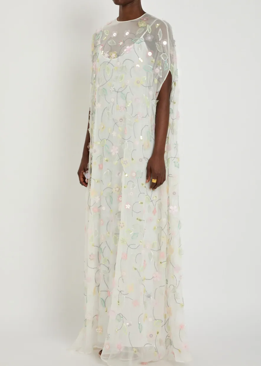 Elenore floral-appliquéd chiffon maxi dress
