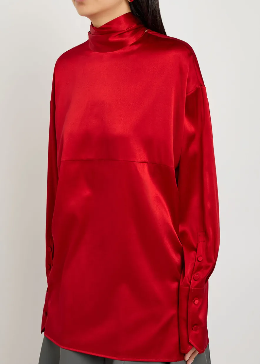 Elide scarf-effect stretch-silk blouse