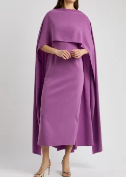 Elina cape-effect crepe gown