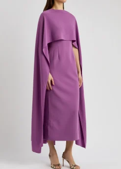 Elina cape-effect crepe gown