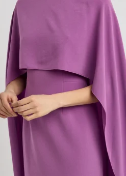 Elina cape-effect crepe gown