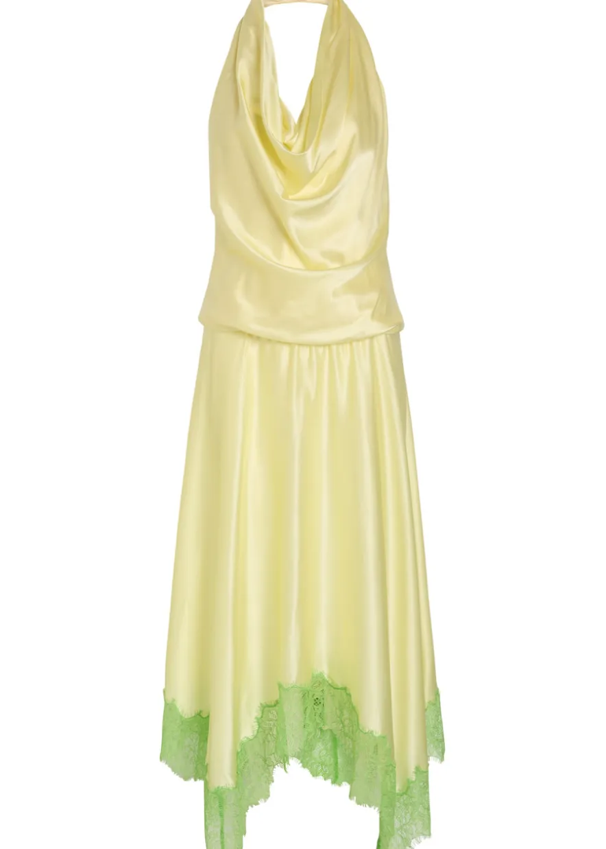 Elira lace-trim stretch-silk midi dress