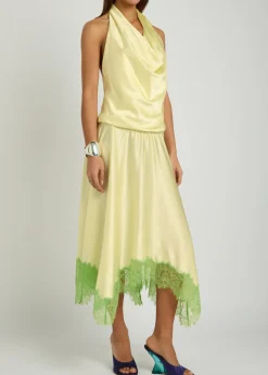 Elira lace-trim stretch-silk midi dress