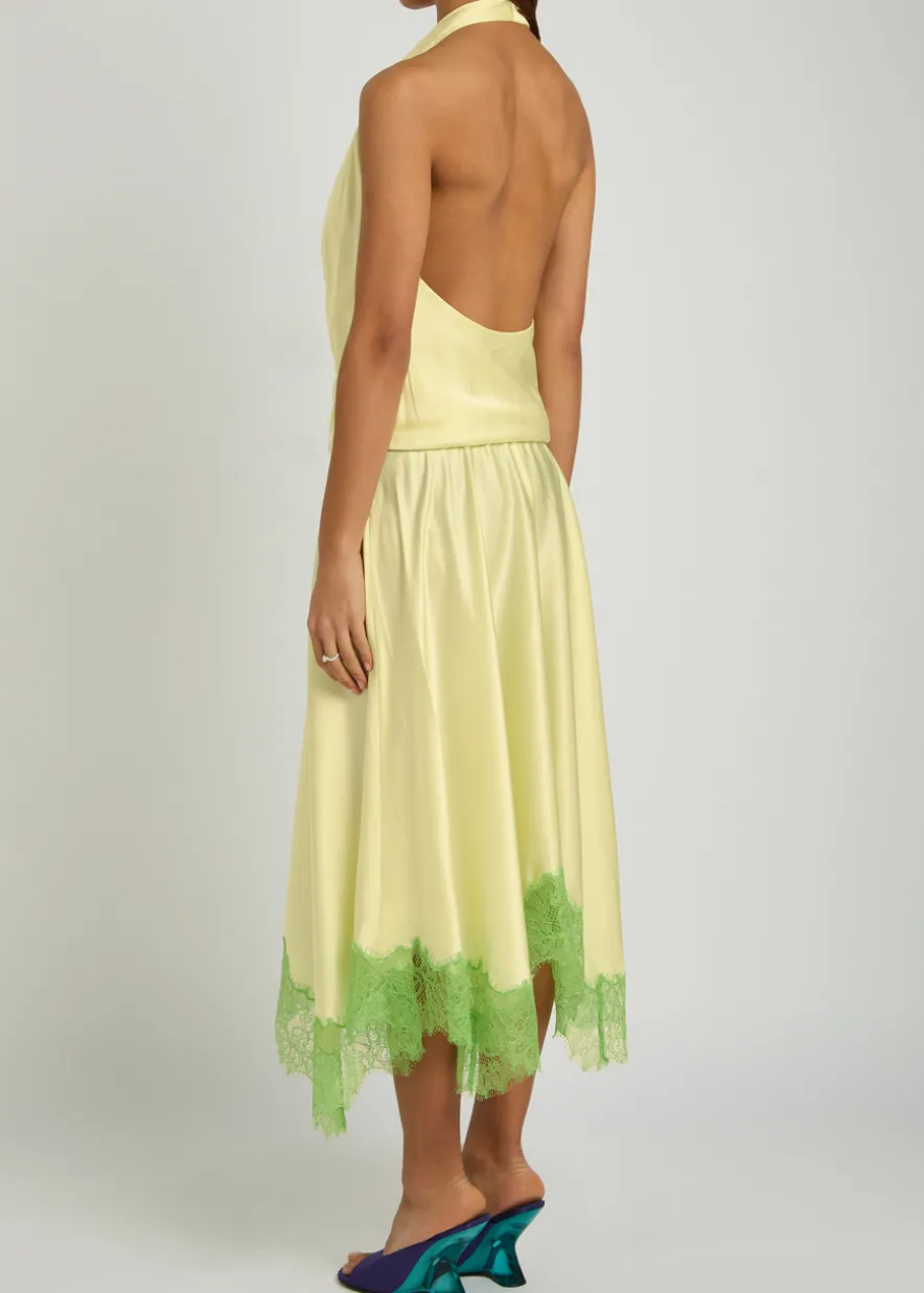 Elira lace-trim stretch-silk midi dress