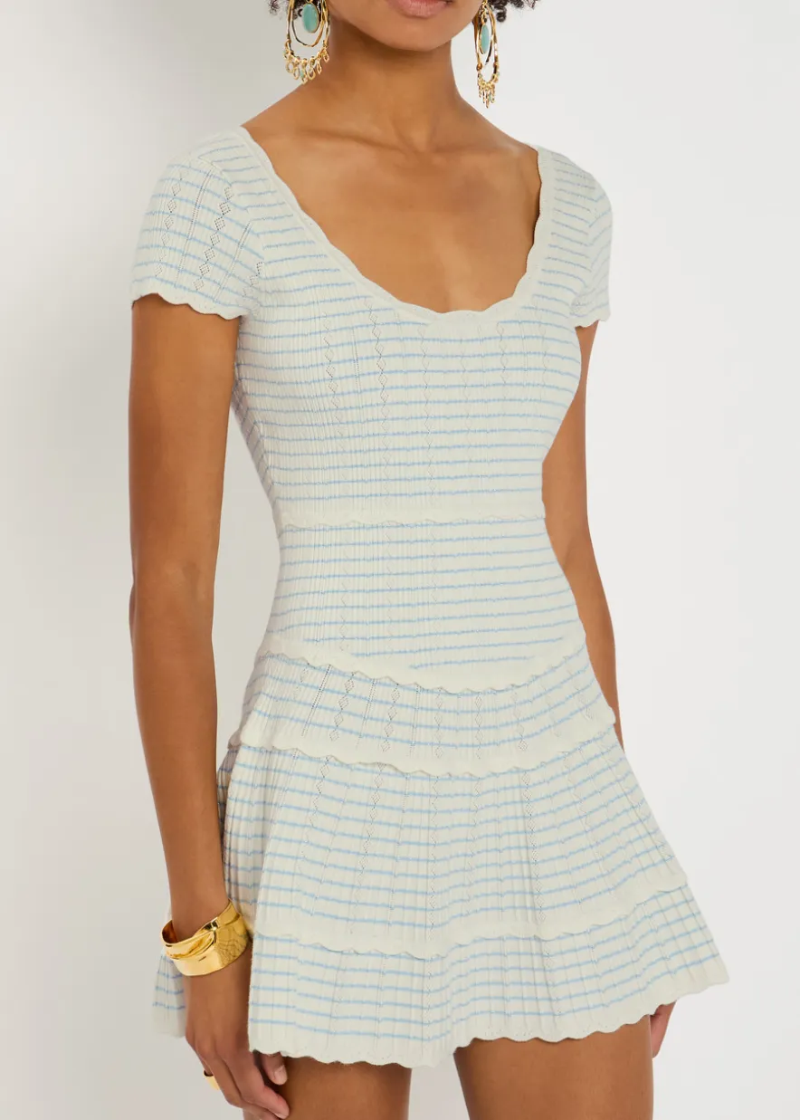 Elisavette striped pointelle knit mini dress