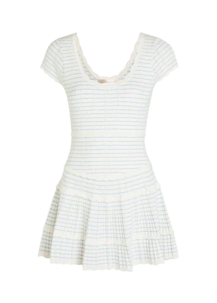 Elisavette striped pointelle knit mini dress