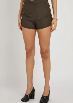 Elle button detail pinstripe cotton shorts