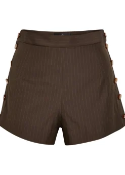 Elle button detail pinstripe cotton shorts