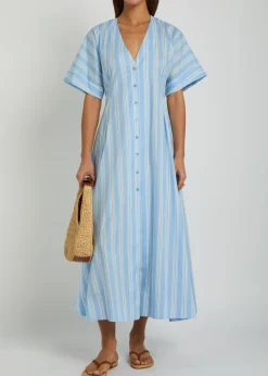 Elle striped stretch-cotton midi dress