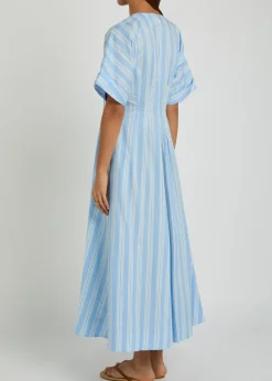Elle striped stretch-cotton midi dress