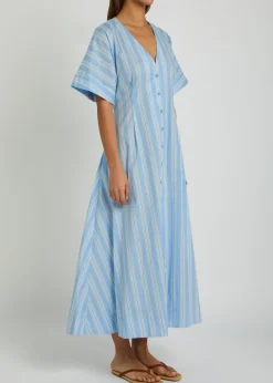 Elle striped stretch-cotton midi dress
