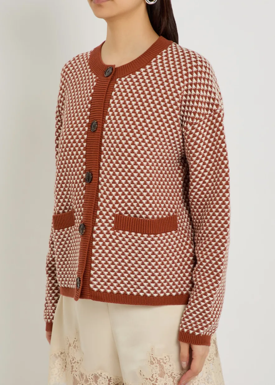 Elmwick patterned cotton-knit cardigan