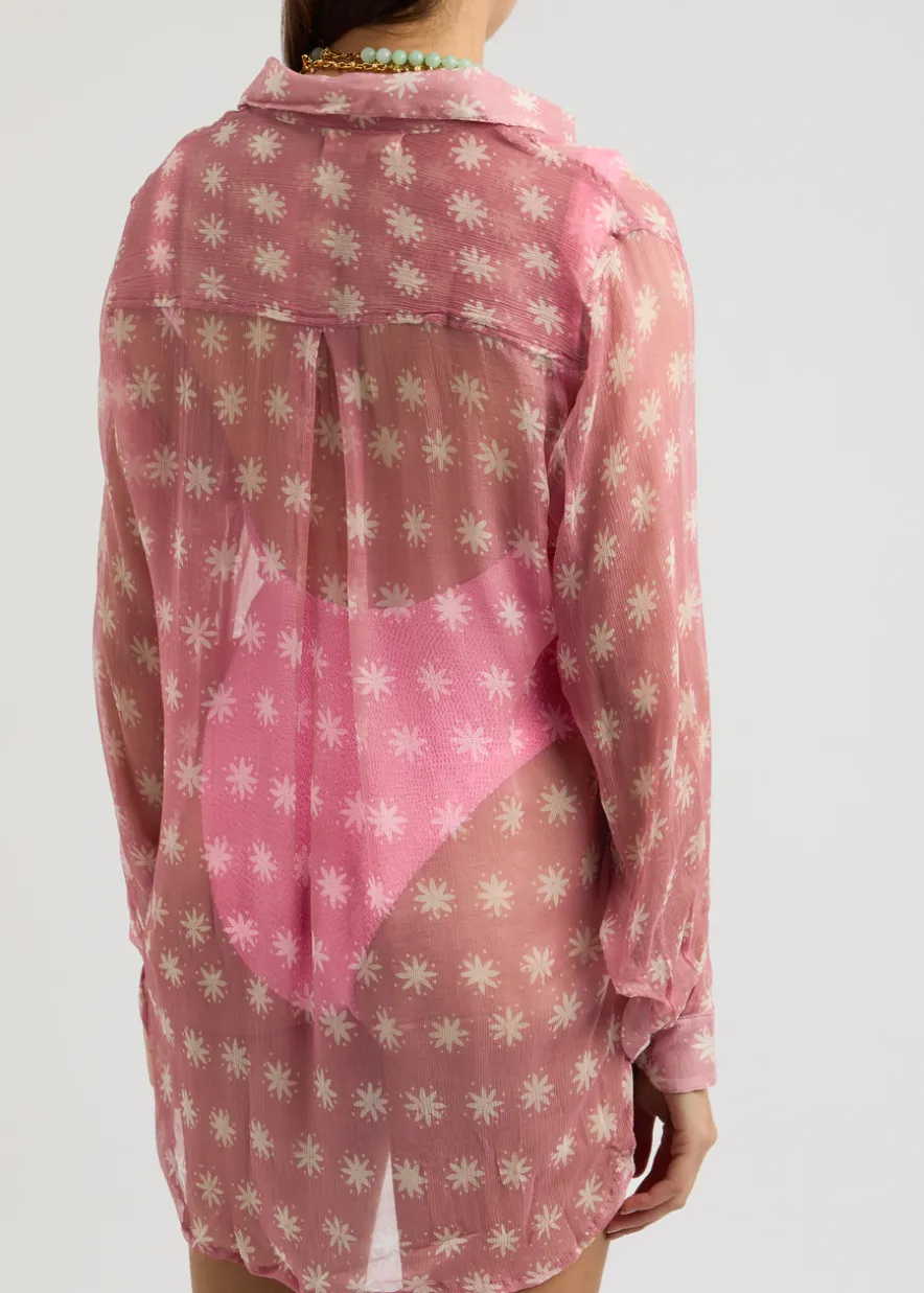 Elodie printed silk-georgette shirt