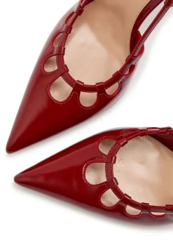 Eloise 85 cut-out glossed leather slingback pumps