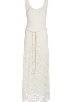 Eloise lace belted cotton-blend maxi dress