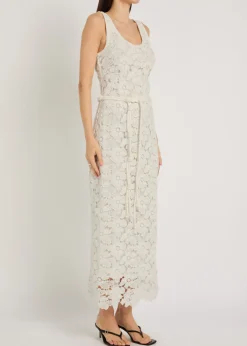 Eloise lace belted cotton-blend maxi dress