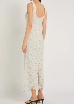 Eloise lace belted cotton-blend maxi dress