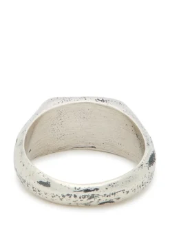 Elongated sterling silver-plated brass signet ring