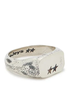 Elongated sterling silver-plated brass signet ring