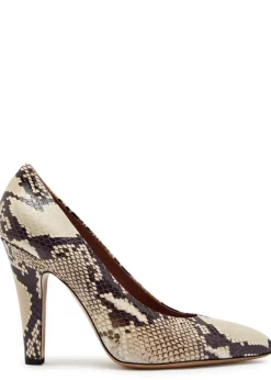 Elsa 100 python-effect leather pumps