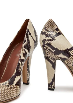 Elsa 100 python-effect leather pumps