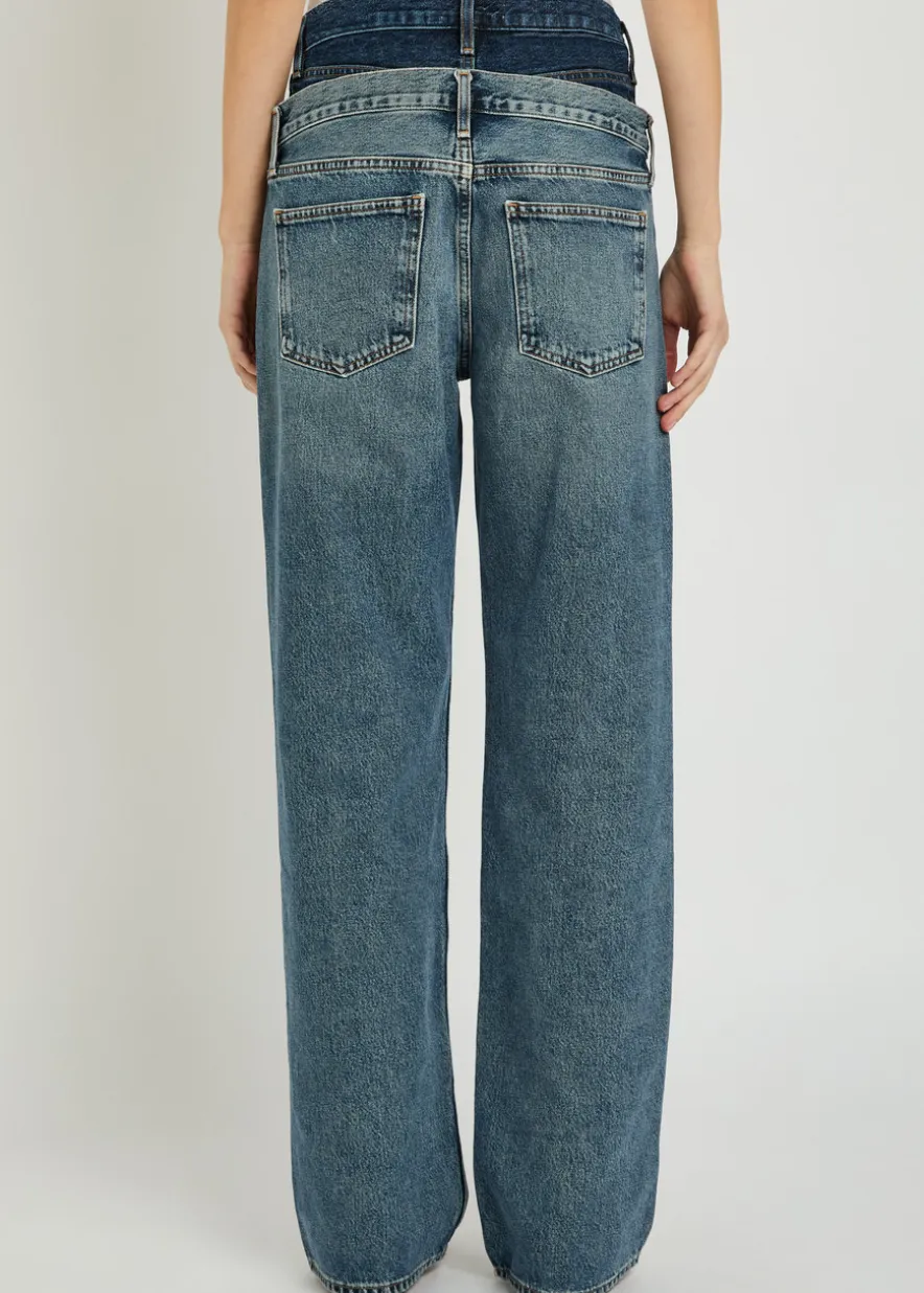 Elson layered straight-leg jeans