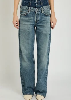 Elson layered straight-leg jeans