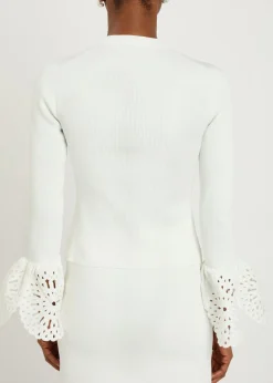 Elyse cutwork stretch-knit top