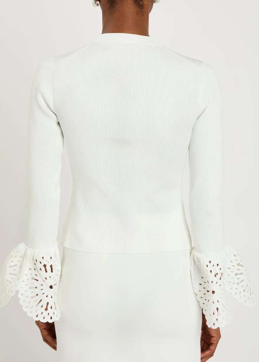 Elyse cutwork stretch-knit top