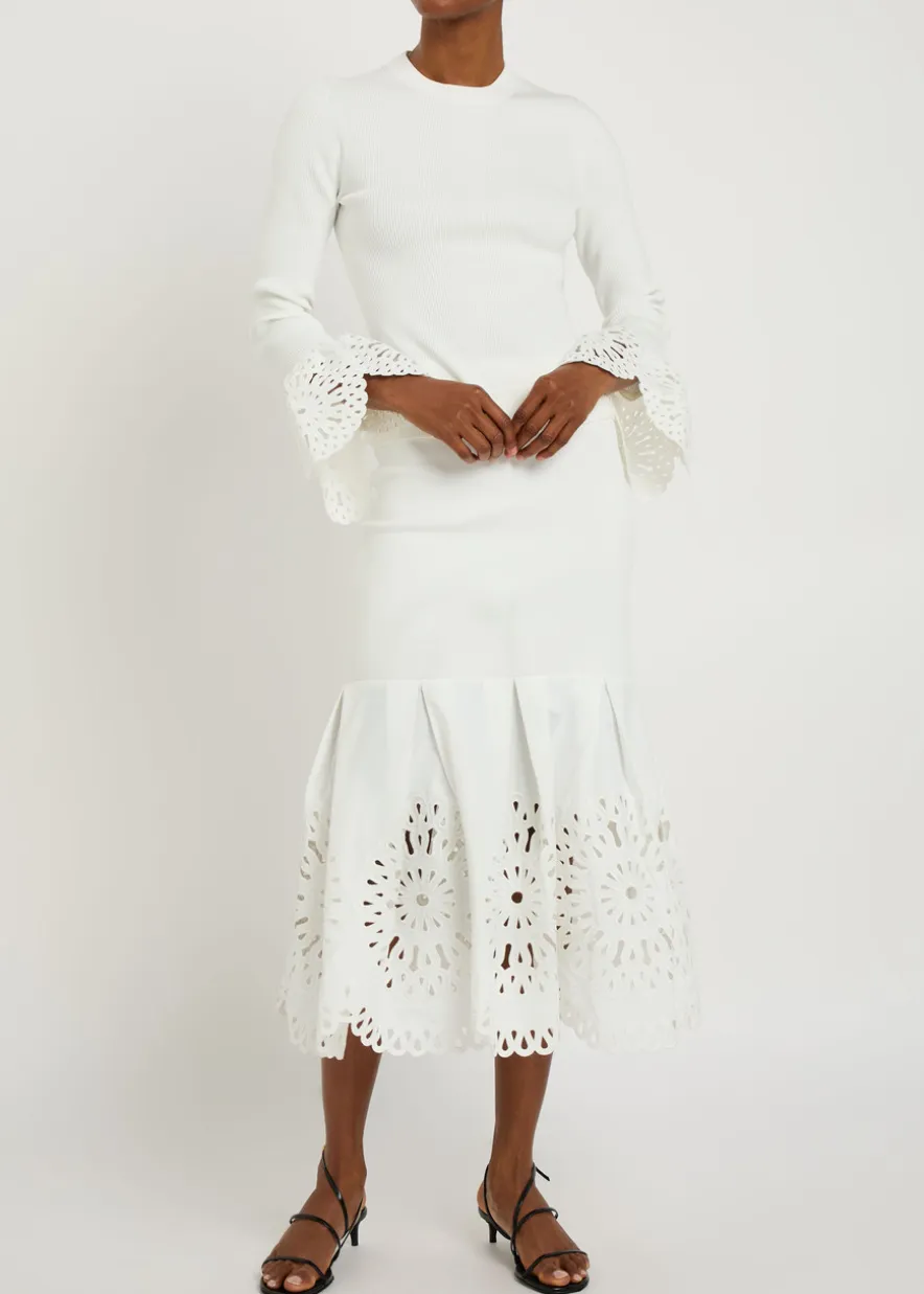 Elyse cutwork stretch-knit top