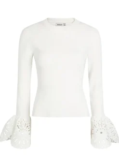 Elyse cutwork stretch-knit top