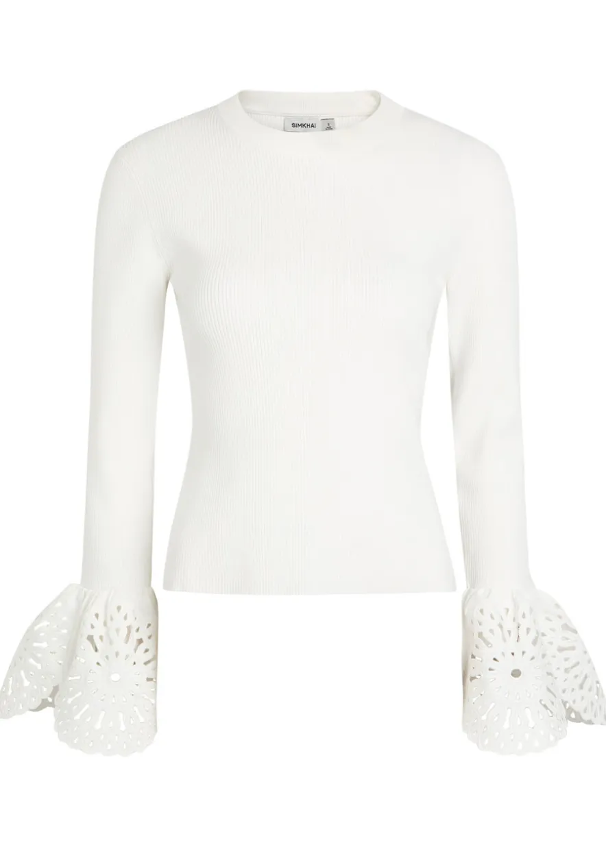 Elyse cutwork stretch-knit top