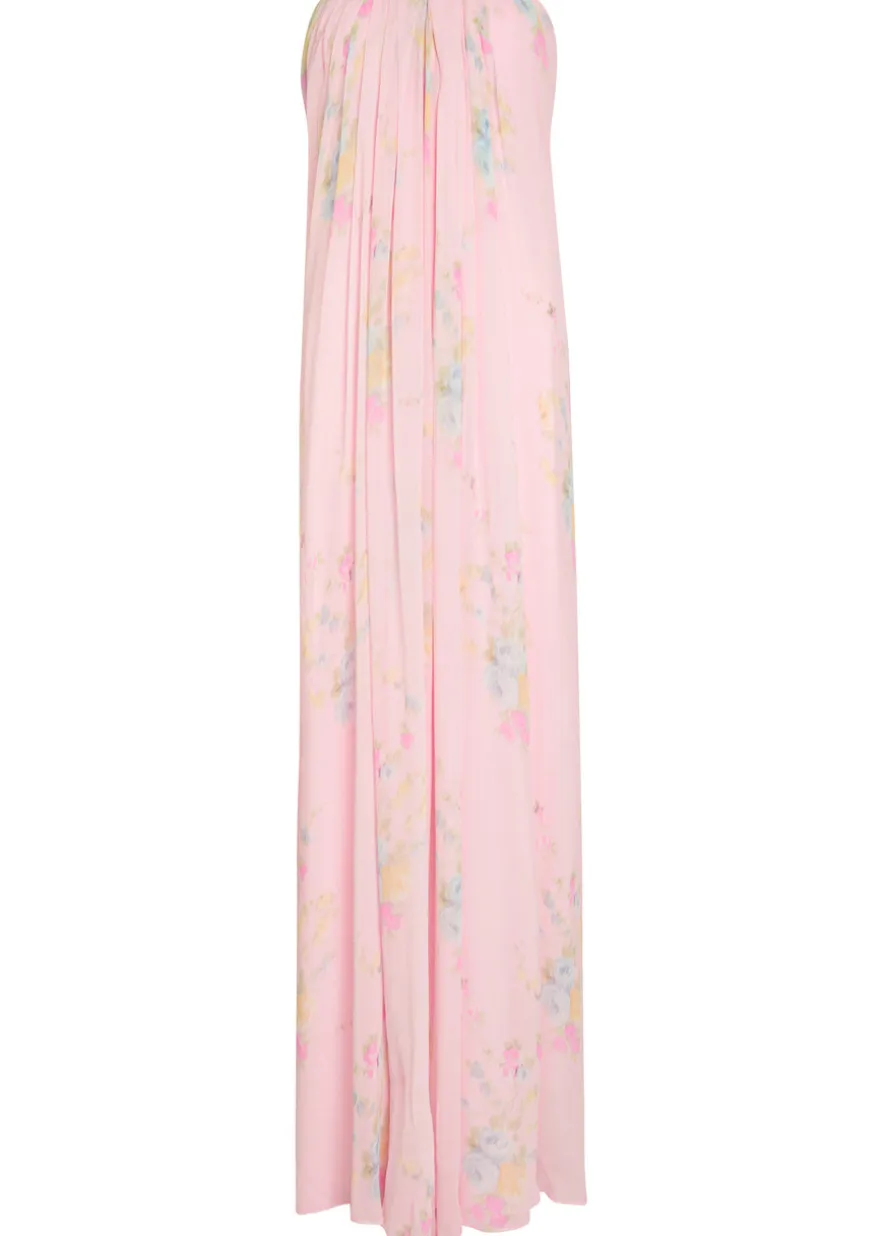 Emara floral strapless chiffon maxi dress
