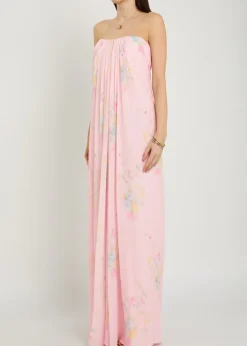 Emara floral strapless chiffon maxi dress