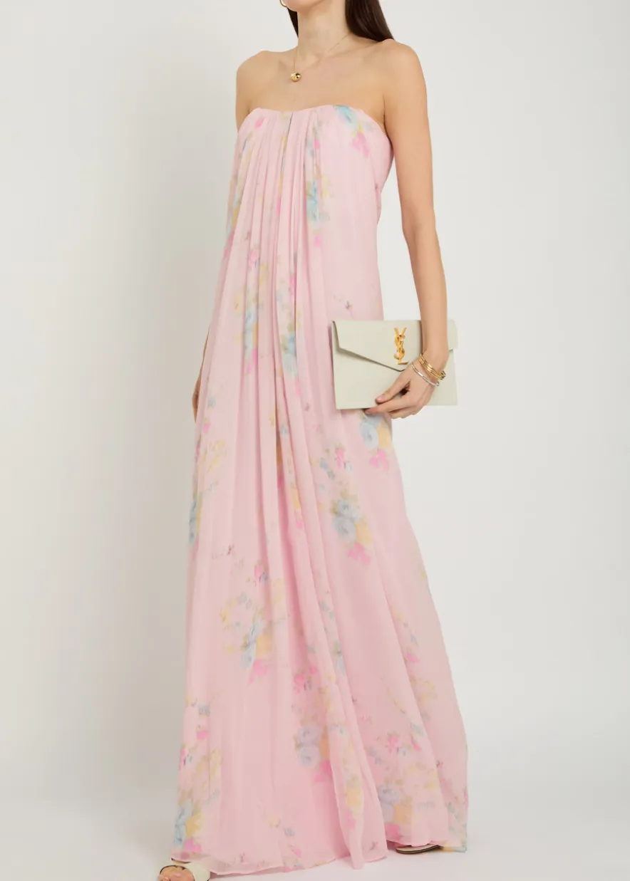 Emara floral strapless chiffon maxi dress