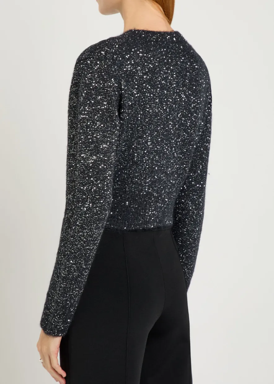 Embellished brushed alpaca-blend cardigan