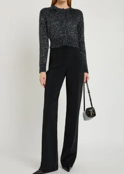 Embellished brushed alpaca-blend cardigan