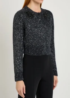 Embellished brushed alpaca-blend cardigan