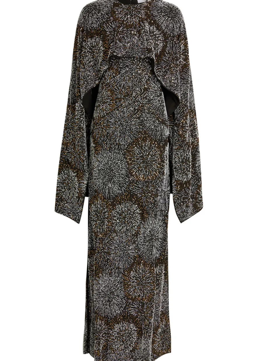 Embellished cape gown