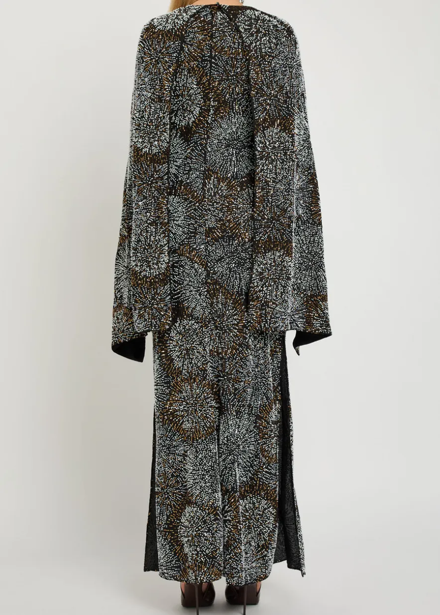 Embellished cape gown