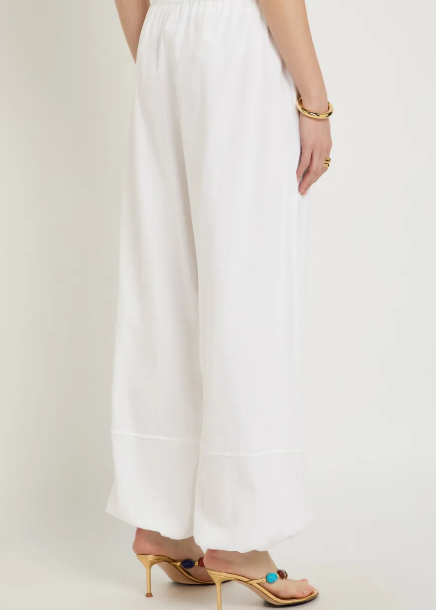Embellished-chain balloon-leg cotton trousers