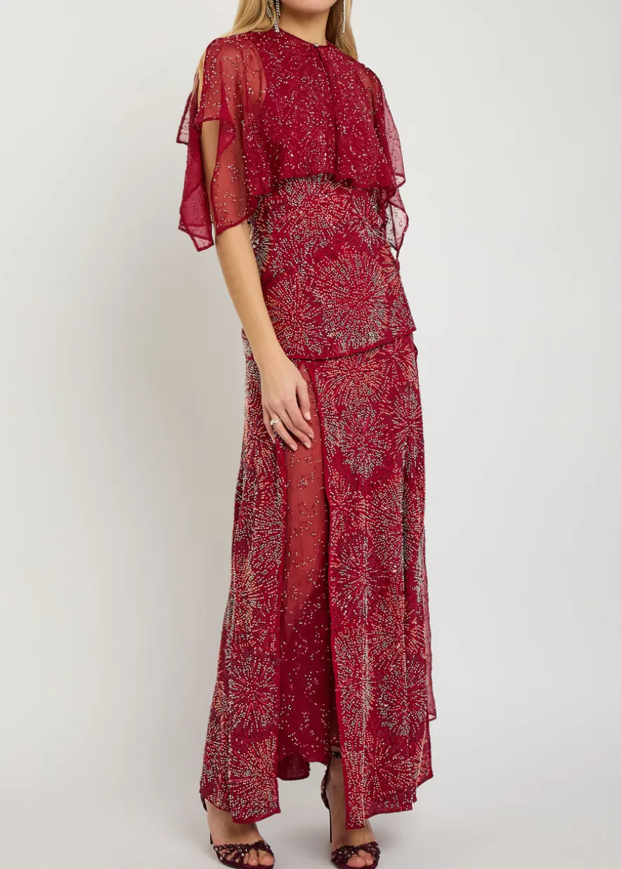 Embellished chiffon cape top